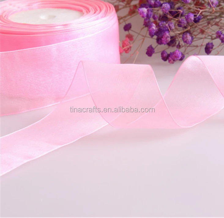 

Pink silk organza ribbon, Colourful