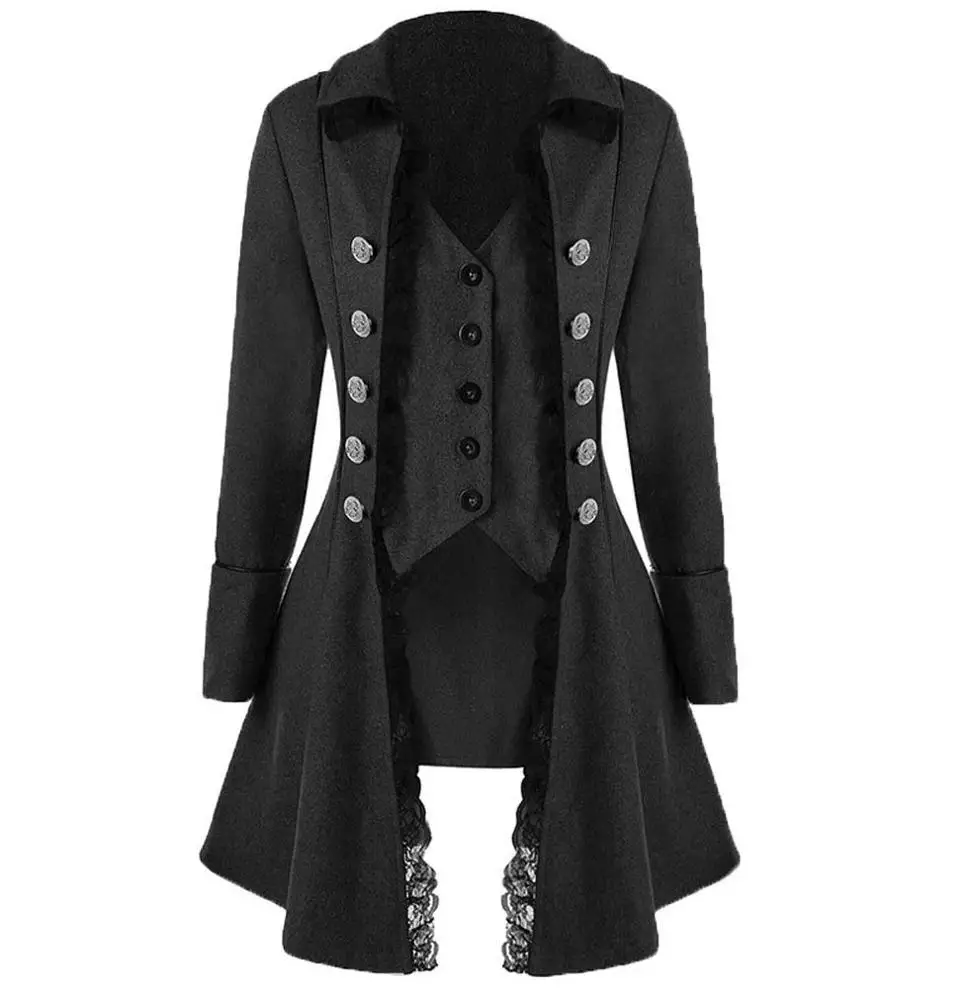 

ecowalson Women Steampunk Medieval Vintage Tailcoat Gothic Victorian Tuxedo Halloween Jacket, N/a