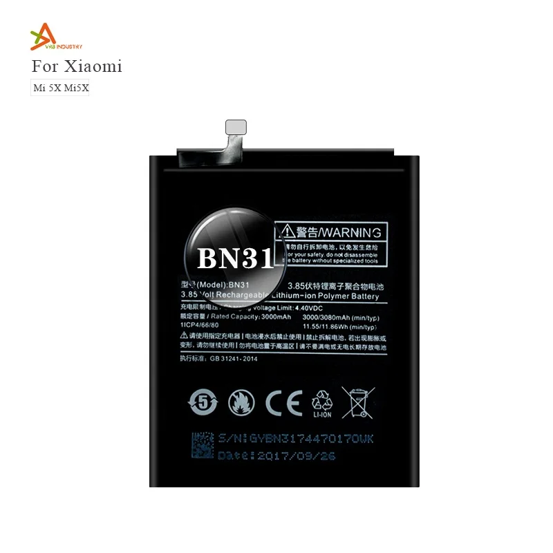 

BN31 Mobile Phone Battery for Xiaomi Mi 5X Mi5X Redmi Note 5A 5A pro For Xiaomi Mi A1 Redmi Y1 Lite Batteries