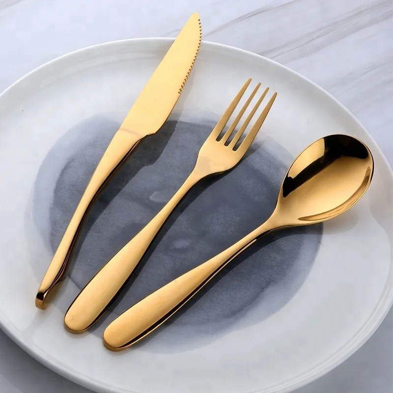 

luxury stainless steel cutlery set with gold plated, Silver/ gold/ color plated