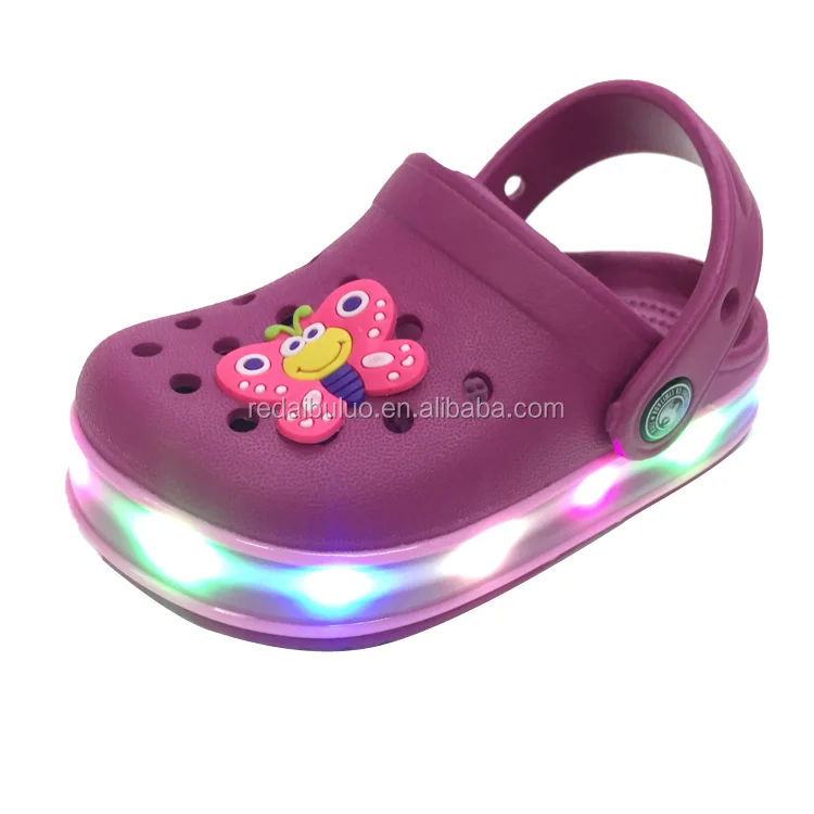 

New Model garden LED lights kids sandals EVA foam clog slippers shoes, Customized any colour