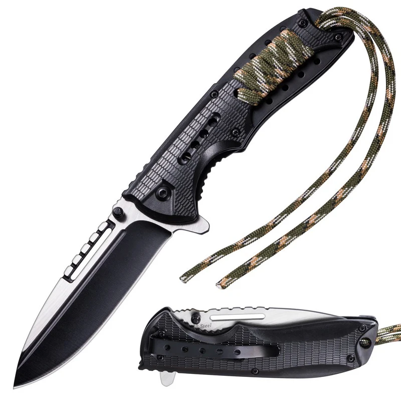 

Best Outdoor Camping Hunting Bushcraft EDC Folding Pocket Knife Tactical Paracord Survival Military Foldable Knife