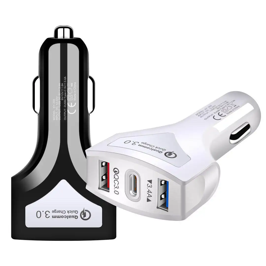 

Wholesale Mobile Phone Accessories fast charging QC3.0 usb car charger, Black/white