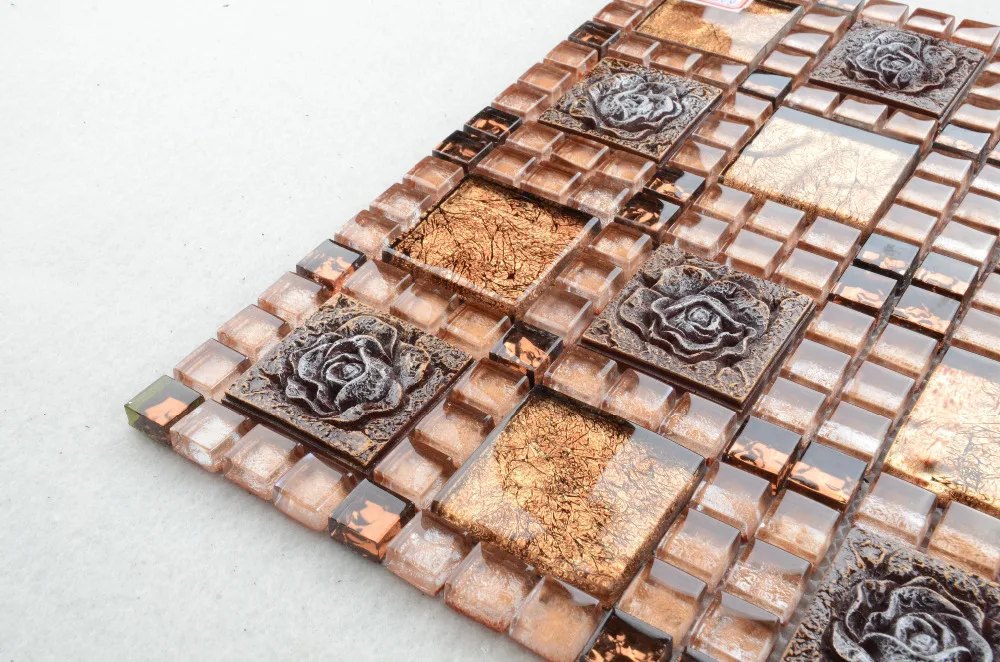 Ml858 neue design schlafzimmer gold blatt muster wand blume mosaik ...