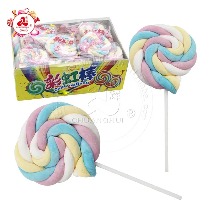 New Fashioned 14g Big Twist Marshmallow Lollipop Candy,Twist Giant