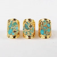 

G1284 Genuine Natural 18K Gold Plated Turquoise Rings Jewelry For Women