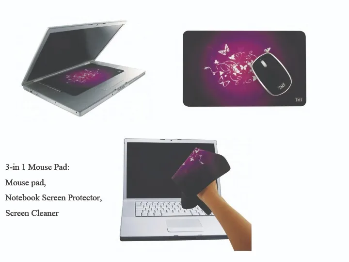 3in1 Mouse Pad For Laptop Microfiber Ultra Thin Mouse Pad Antislip
