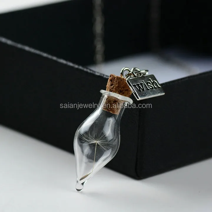 drip glass wish bottle pendant  (3)