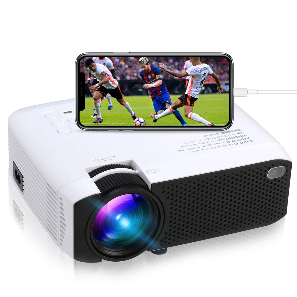 

2020 Support Smartphone DLNA Miracast and Mirroring 720P Home Theater Wi-Fi LCD LED phone mobile projector, Black