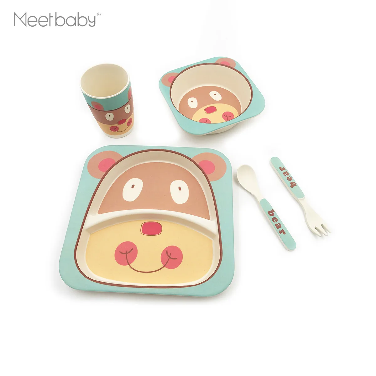 Wholesale Baby Bamboo Fiber Tableware Children Dinner Set Dinnerware