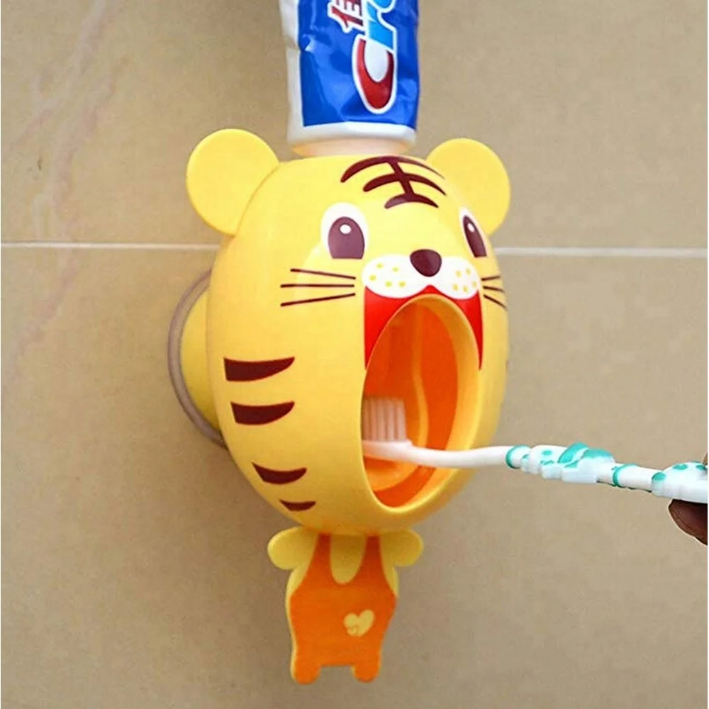 

New Products Kids Hands Free Children's Automatic Cute Cartoon Animal Toothpaste Dispenser / Tooth Paste Tube Squeezer