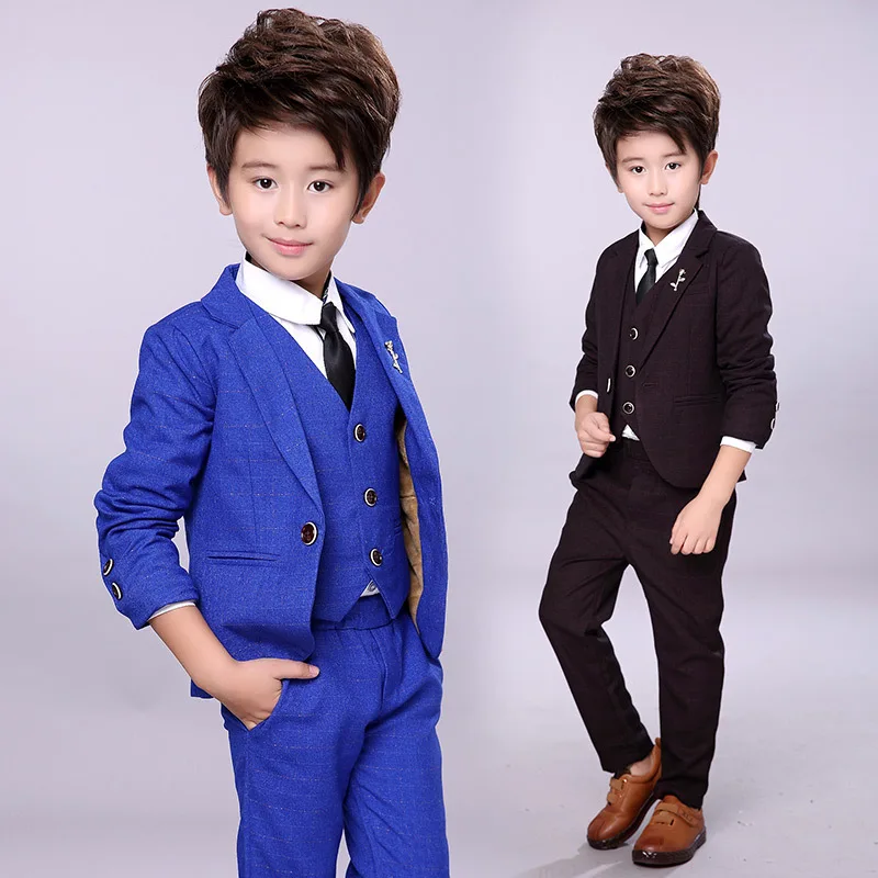 

2019 Warm 3pcs Kids Boys Blazer Suit Children Jacket Pants Suits Formal winter Party For Wedding, N/a