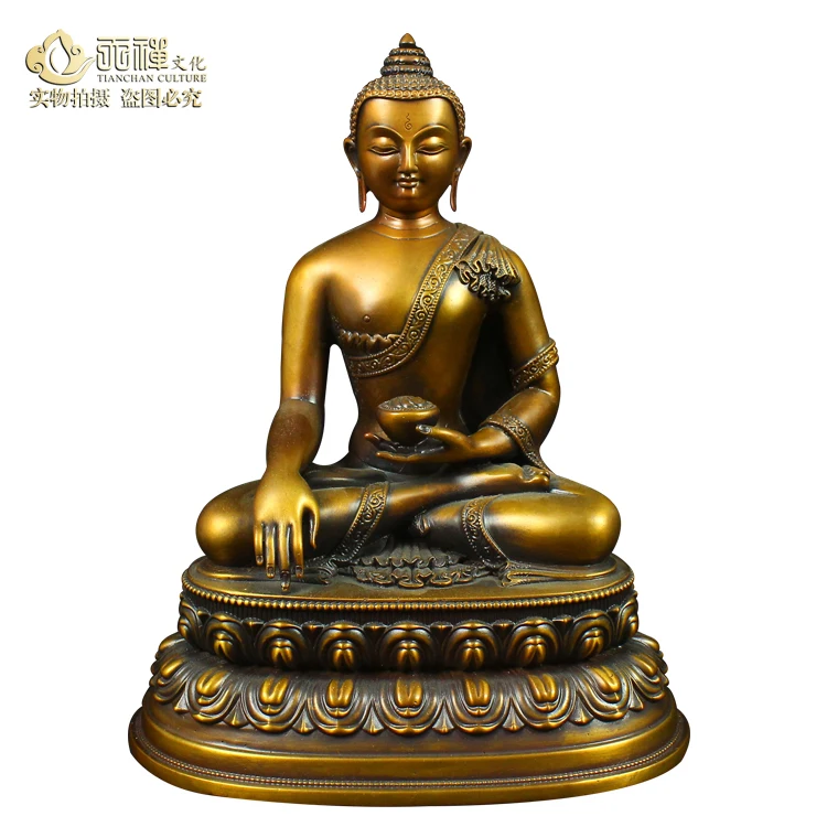 Collectible Chinese Archaic Brass Buddha Sakyamuni statue meditating 