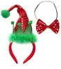 Christmas Novelty Helper Elf Bopper Headband Hat & Bow Tie Red Green Set CA1809