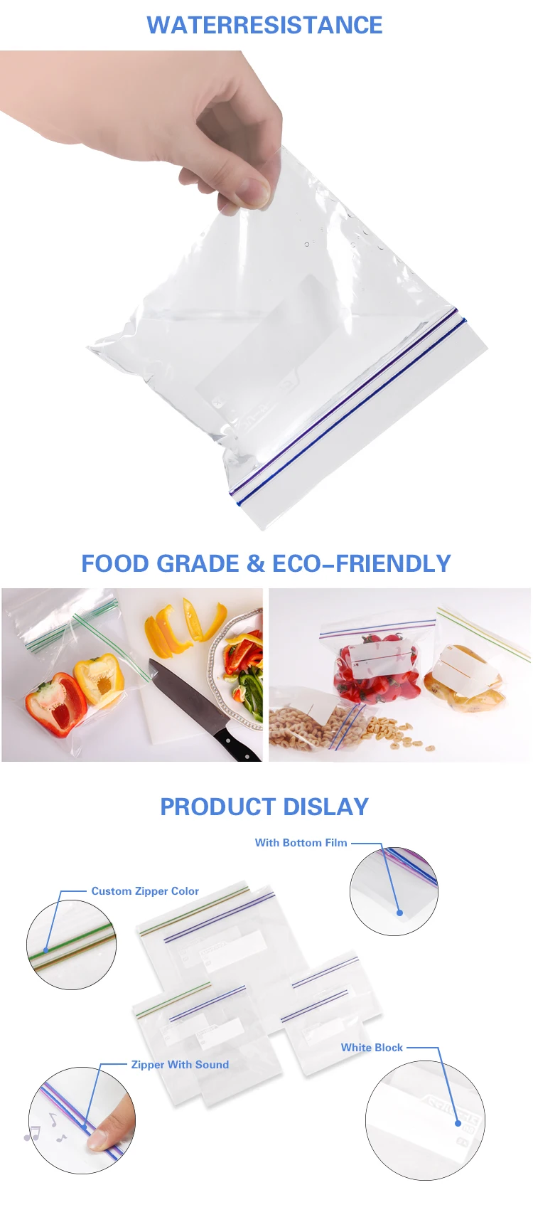 YBTagmart食品储存包装拉链锁袋可重复密封Pe塑料透明自封袋