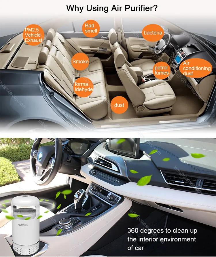 Office Desktop Home Use 5V 12V Mini Car Air Cleaner Air Purifier