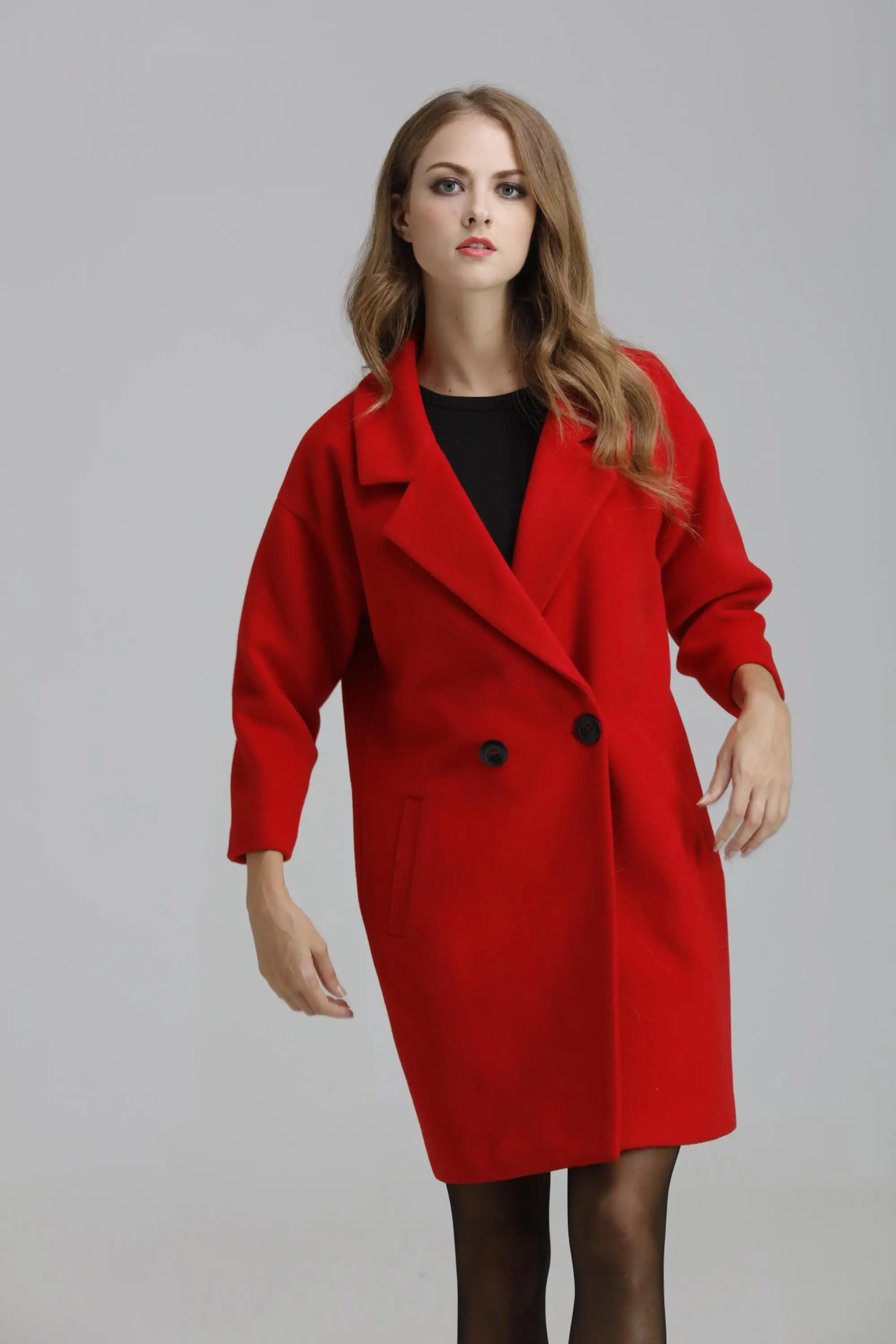 2020 Latest Chinese Style Women Red Wool Coat Casual Winter Wholesale ...