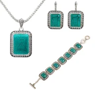 

Fashion retro european bracelet earring and necklace turquoise jewellery sets for women