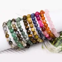 

New Custom Wholesale natural stone bead bangle healing stone onyx tigereye Gemstone charm lucky beads bracelet for women F2852