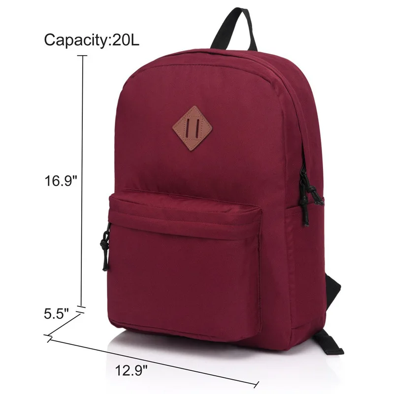 Pure Color Simple Waterproof Nylon Student's Backpack Custom Logo ...