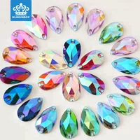 

Blinginbox Wholesale Teardrop Shape AB Color High Quality Fancy Resin Sew On Rhinestones for dress