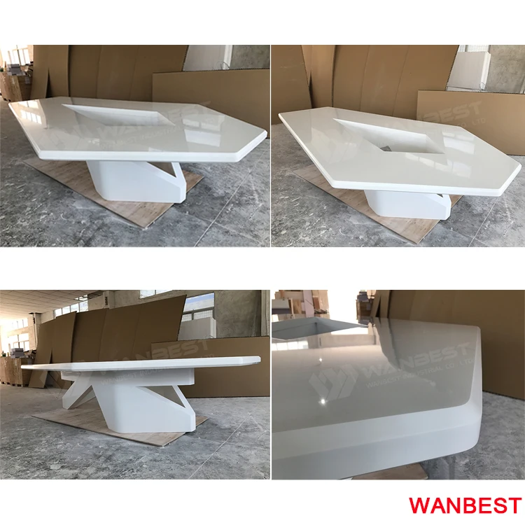 Luxury Artificial Marble White Office Furniture Conference Room Table Meeting Desk