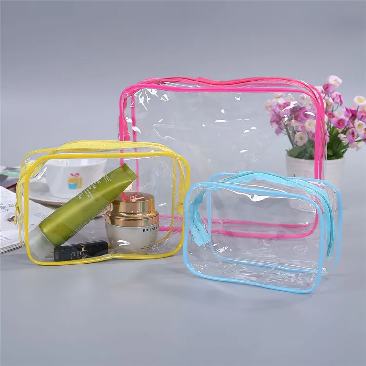 Wholesale PVC Makeup Bag Pouches Tote Clear Transparent Cosmetic Travel Bag For Sale
