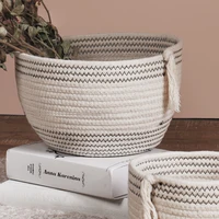 

Eco-friendly round handmade woven storage 3 sizes weave tassel dry flower pots cotton rope woven planter baskets