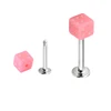 2019 Acrylic UV Pink Dice Steel Bar Lip Stud Piercing Labret Jewelry