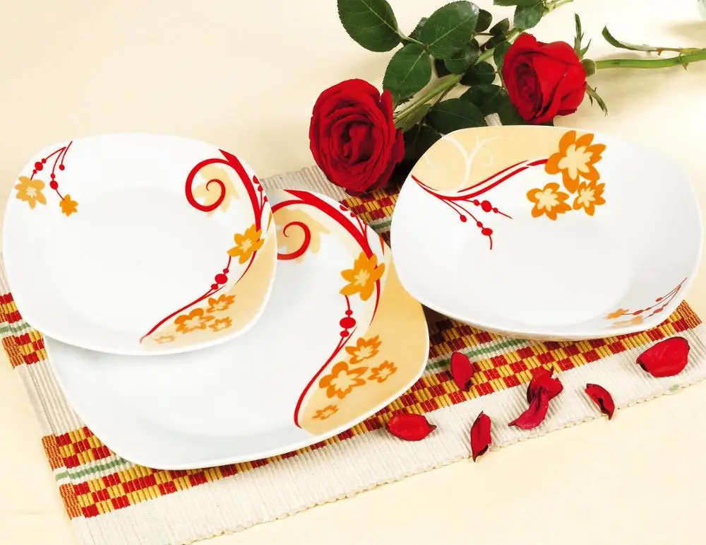 18pcs Dinner Sets Cheap Square Porcelain Dishes Dinnerware Set