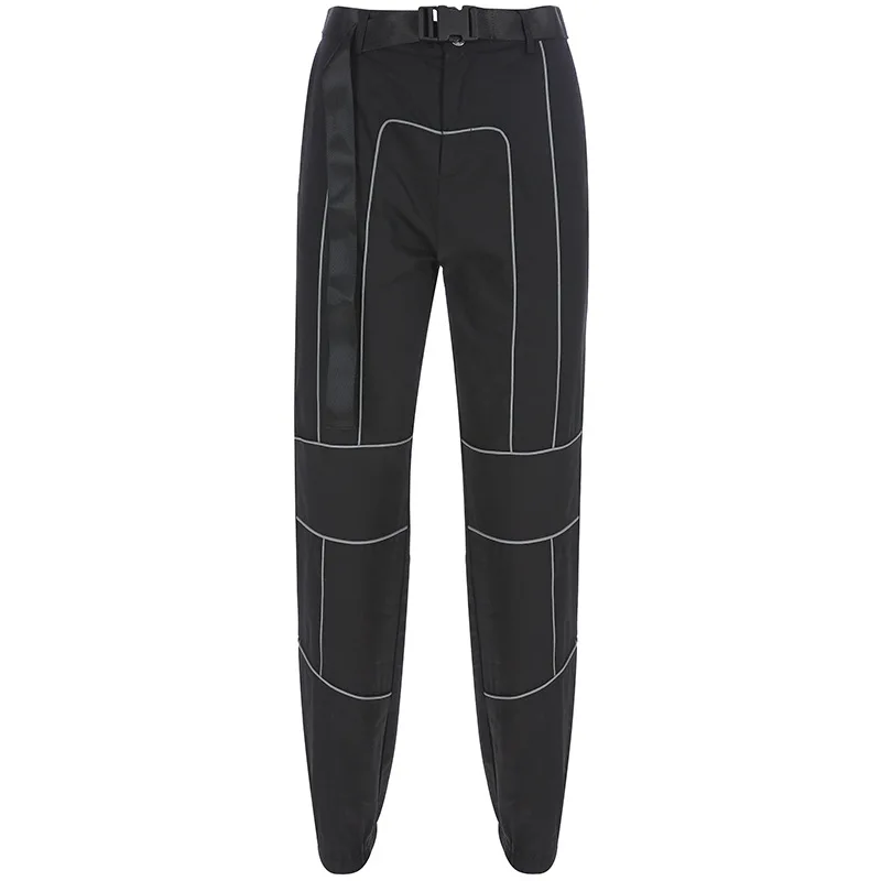 

spring loose design lady reflective pants women sexy club cargo work tracksuit