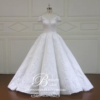 2018 New Arrival Off Shoulder Design Ball Gown Wedding Dress And