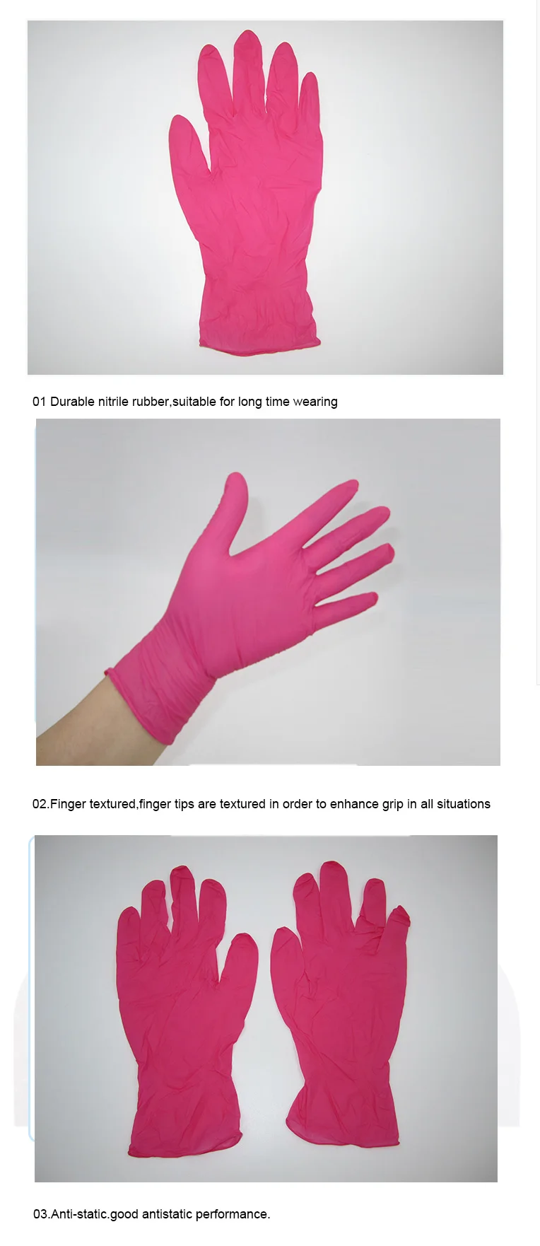 my test China Product Powder Free Disposable Nitrile Gloves