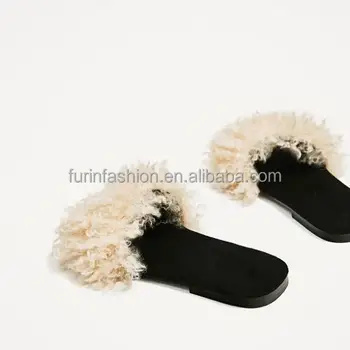 lamb fur slides