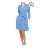 Wholesale beach women beautiful microfiber bathrobe embroidered robe microfiber travel robes plush polyester bathrobe