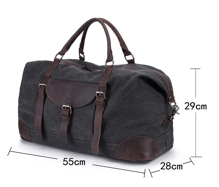 New design Amazon hot sale duffel canvas overnight travel weekender bag with leather