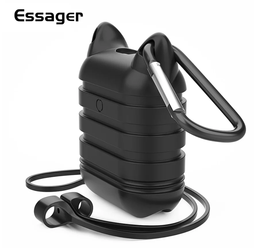 

2019 new hot Essager Earphone Case For Apple Airpods ,Silicone Strap Wireless Headphone Earphone Protective Case for Air Pods