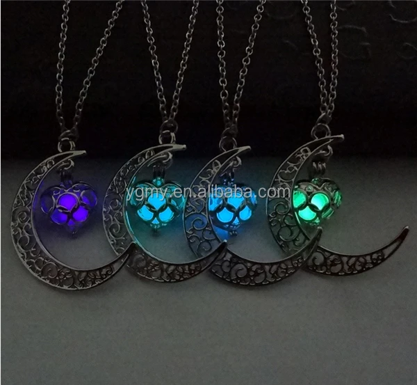 

Hot Sale New Luminous Moon Heart necklace Jewelry Halloween Xmas Party Gifts, Picture