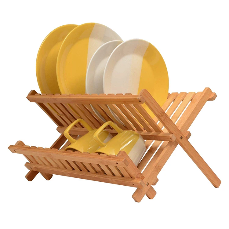 

Hot-selling Handmade Home Plate Storage Place 100% Bamboo Dish Drying Rack, Natural