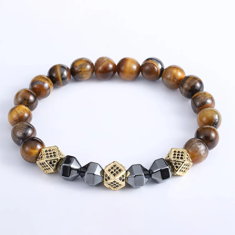 

Stars Forever Tiger Eye Beads Hematite Stone Stretch Luxury Bead Bracelet, N/a