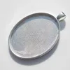 30x40mm Oval Silver Cabochon Tray Bezel Pendant Blanks Setting