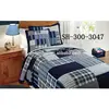 Dark Color Plaid Stripe Fitted Patchwork Bed Quilt Sheet