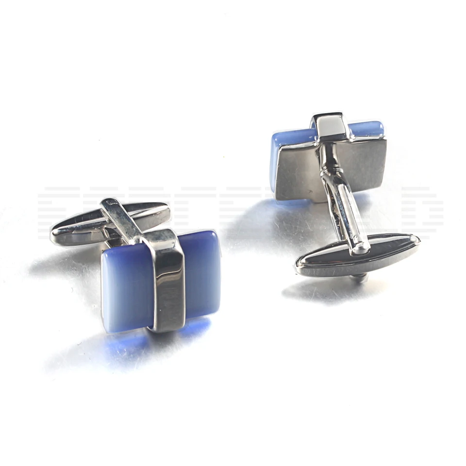 

Precious Light Blue Stone Square Silver Brass Cufflink