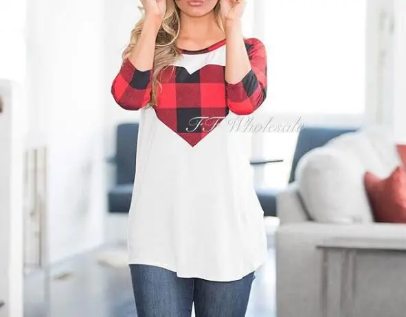 

E88 Spring Love T Shirt Women Printing Heart O-Neck Long Sleeve White T-shirt Cotton Tops Tee Female Clothing Valentines Tops, N/a