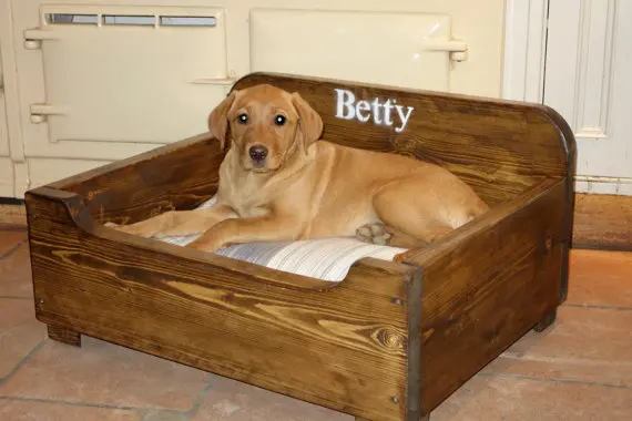 wooden dog bed
