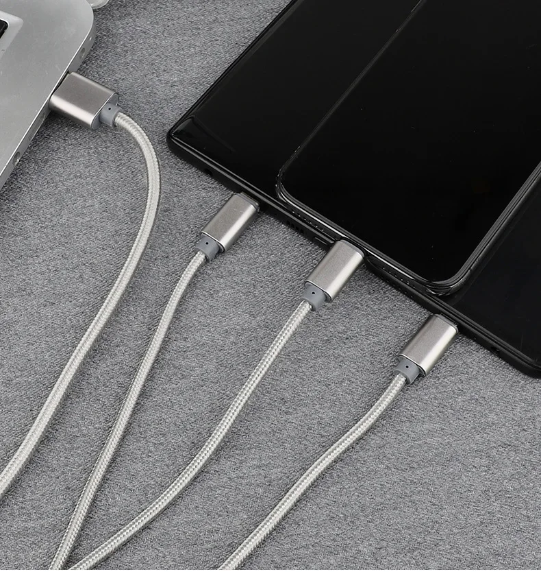 Fabric braided Usb Data Cable Usb Data Cable 3 In 1 Charging Cable - ANKUX.COM