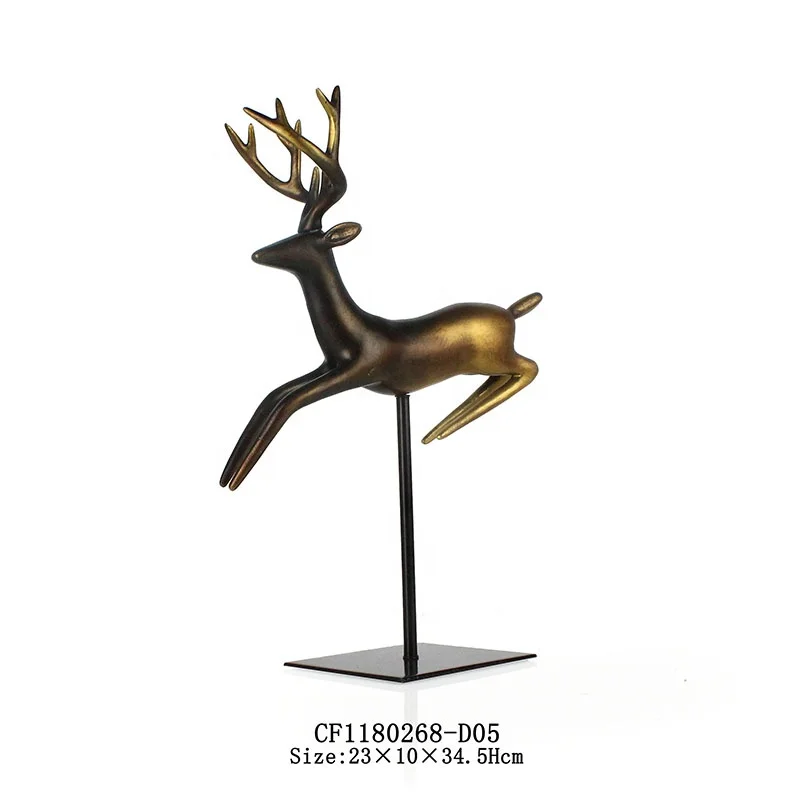 Resin deer sculpture christmas decorative deer metal base home decor manufacture