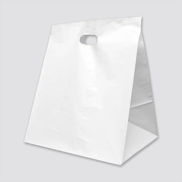 Grey Plastic Shopping Bags Low Density Gift Store Diecut Handles 9x12 Lot 100