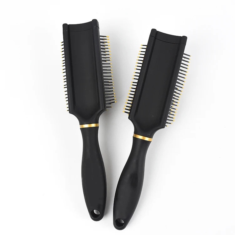 Italy Curved Back Custom Flat Top Hair Brush Black Denman Hair Brush