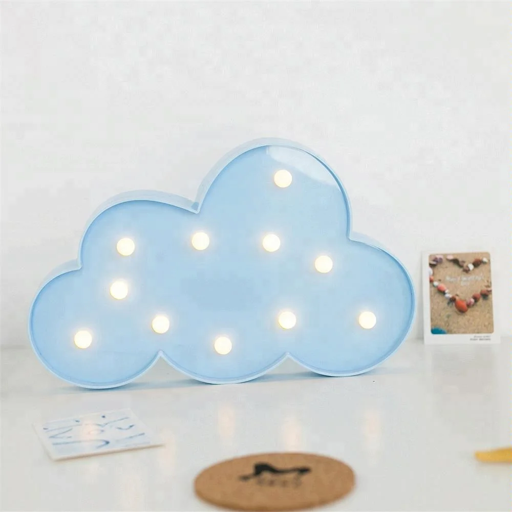 Wall Mounted Plastic Marquee Cloud LED Battery Night Light Christmas Decoration 2017